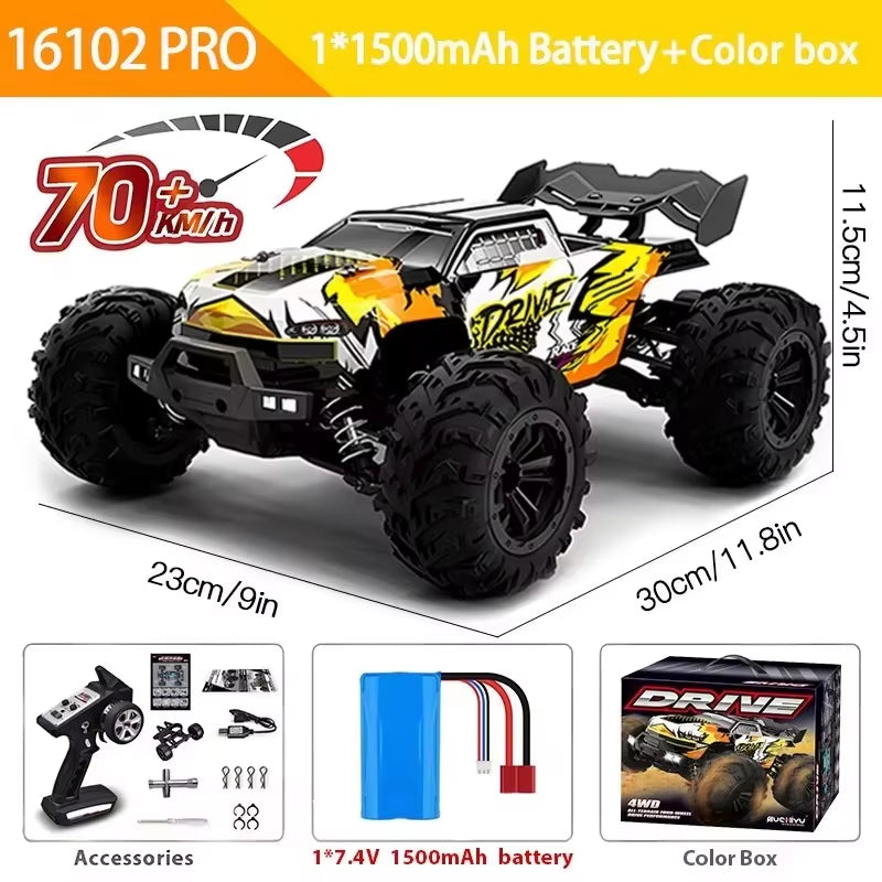 1:16 4WD RC Car 70KM/H or 50KM/H with LED Remote Control Cars High Speed Drift Monster 4X4 Truck for Kids VS Wltoys 144001 Toys
