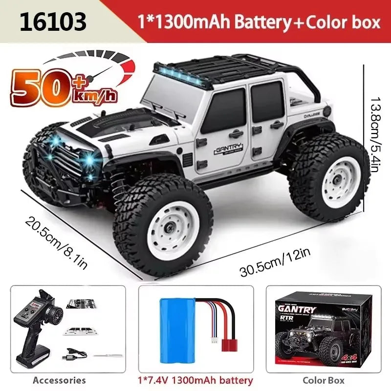 1:16 4WD RC Car 70KM/H or 50KM/H with LED Remote Control Cars High Speed Drift Monster 4X4 Truck for Kids VS Wltoys 144001 Toys