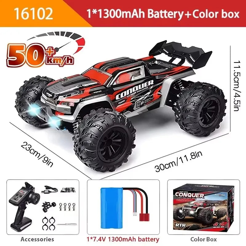 1:16 4WD RC Car 70KM/H or 50KM/H with LED Remote Control Cars High Speed Drift Monster 4X4 Truck for Kids VS Wltoys 144001 Toys