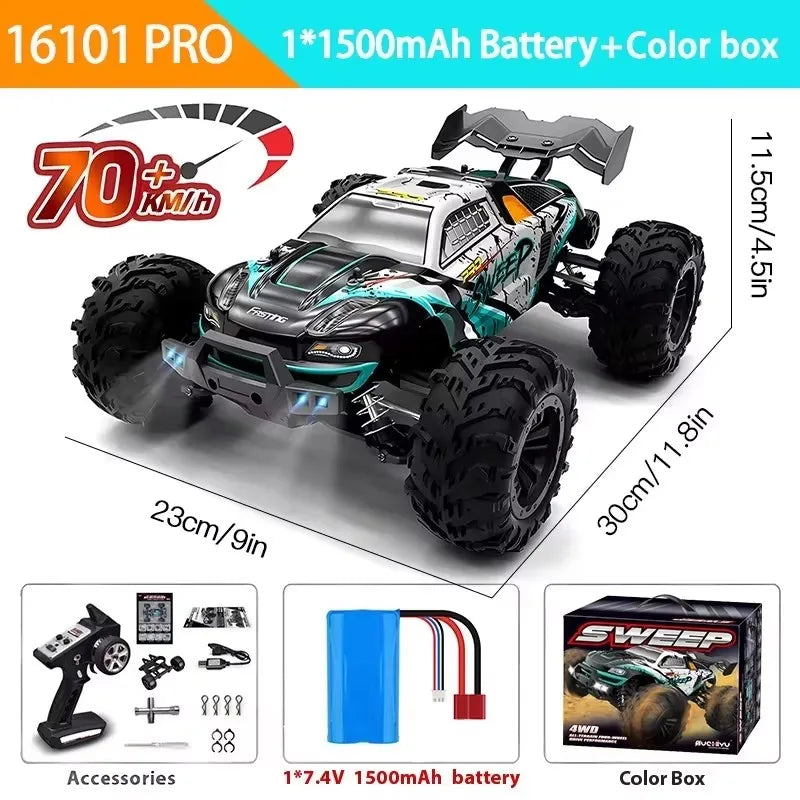 1:16 4WD RC Car 70KM/H or 50KM/H with LED Remote Control Cars High Speed Drift Monster 4X4 Truck for Kids VS Wltoys 144001 Toys