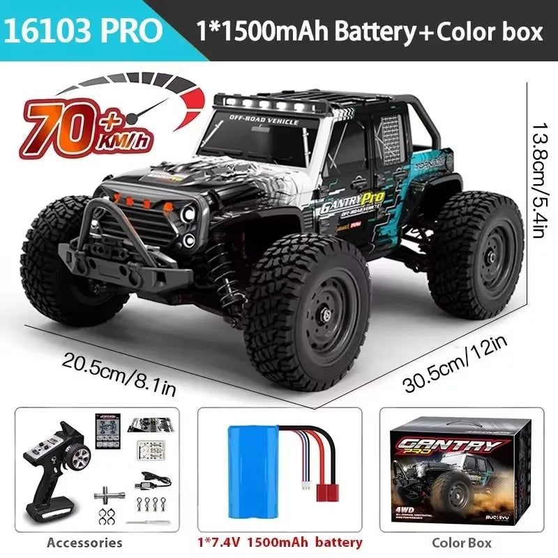1:16 4WD RC Car 70KM/H or 50KM/H with LED Remote Control Cars High Speed Drift Monster 4X4 Truck for Kids VS Wltoys 144001 Toys