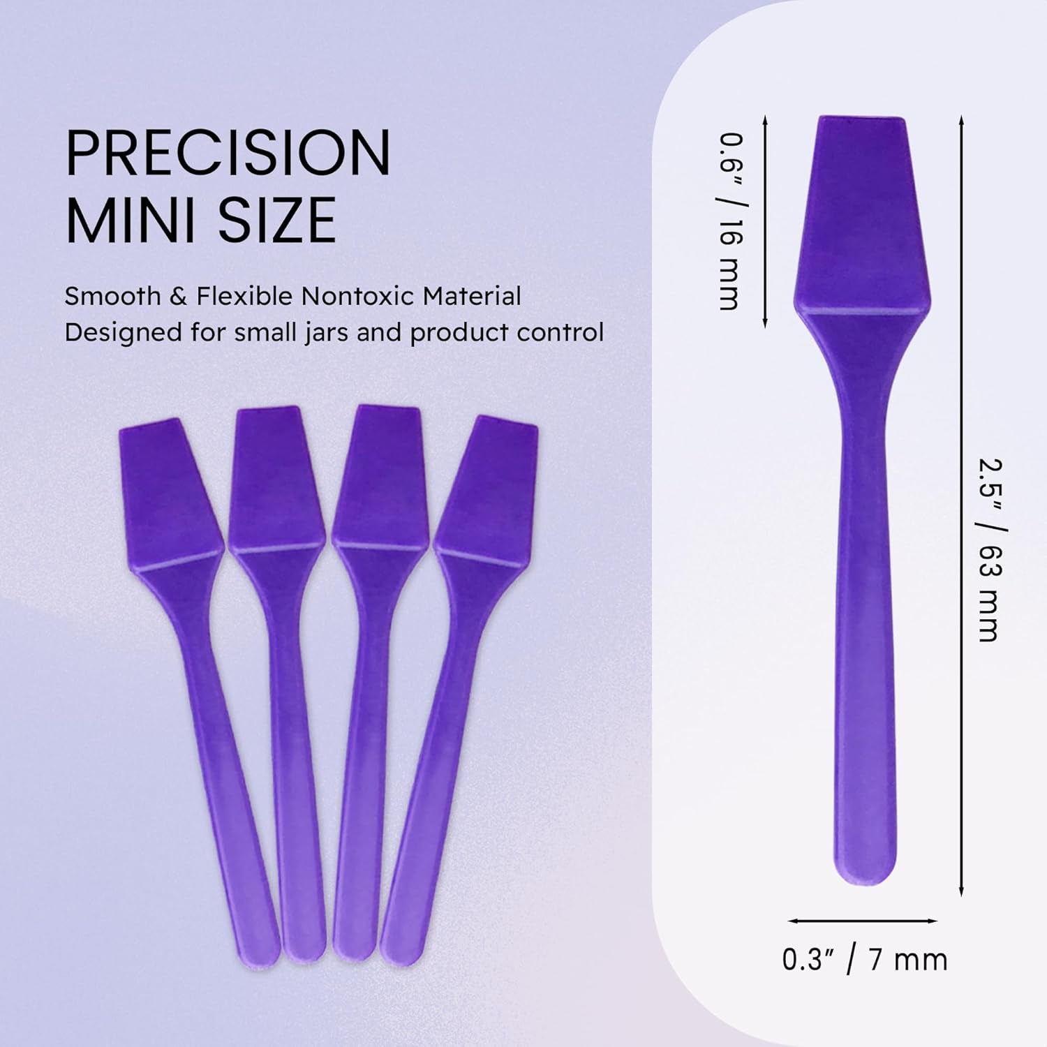 200Pcs Cosmetic Make up Disposable Plastic 2.5" Spatulas Skin Care Facial Cream Mask Spatula (PURPLE-200 Pieces in a Box)