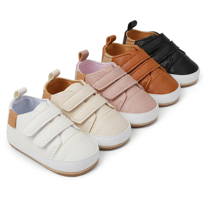 PU Casual Baby Shoes Kids Sneakers Baby Girl Boy Solid Color Kids Shoes Socks Infant Toddler Non Slip Sports Shoes