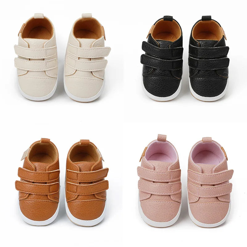 PU Casual Baby Shoes Kids Sneakers Baby Girl Boy Solid Color Kids Shoes Socks Infant Toddler Non Slip Sports Shoes