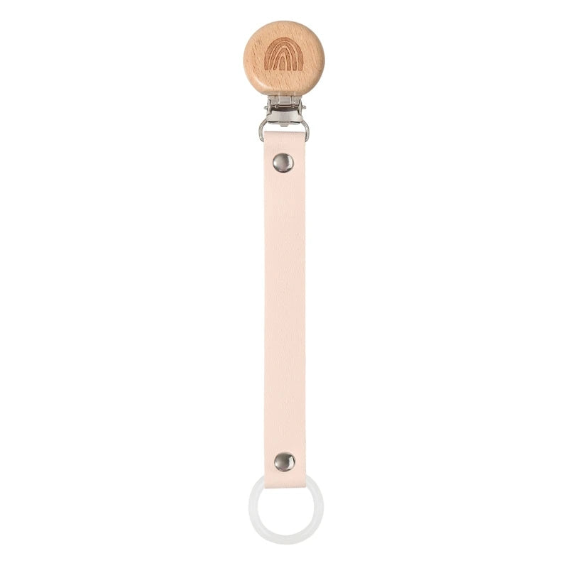 Leather Baby Pacifier Chain Rainbow Soother Pacifier Clips Chain Metal Dummy Clip Nipple Holder Clasps Baby Feeding Accessories