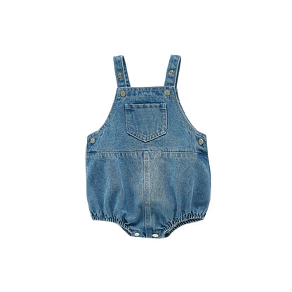 Spring and Autumn Newborn Infant Baby Boys and Girls Cowboy Sleeveless Rompers Kids Onepiece Fashion Baby Clothing