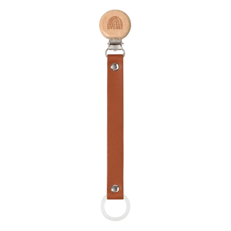 Leather Baby Pacifier Chain Rainbow Soother Pacifier Clips Chain Metal Dummy Clip Nipple Holder Clasps Baby Feeding Accessories