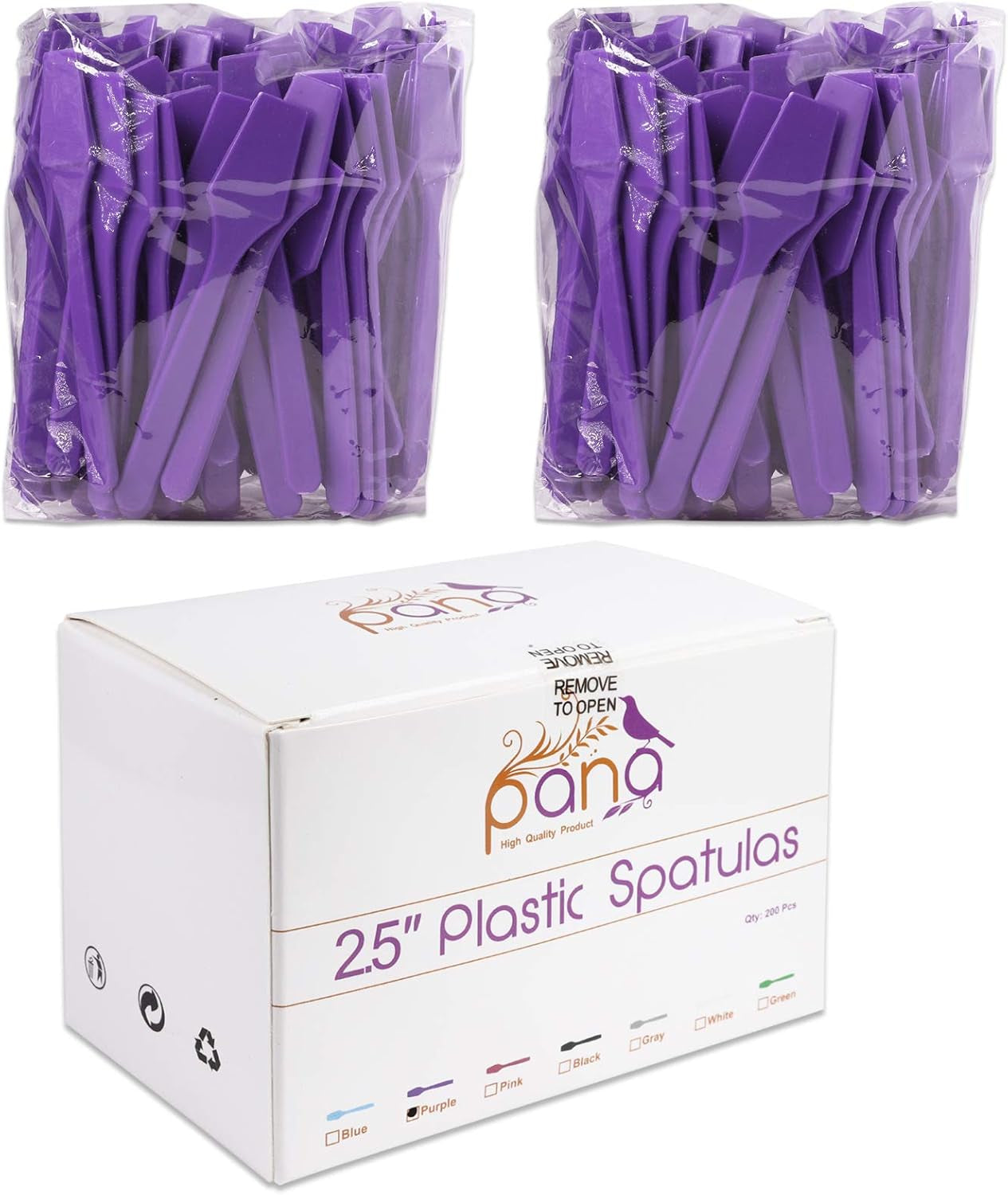 200Pcs Cosmetic Make up Disposable Plastic 2.5" Spatulas Skin Care Facial Cream Mask Spatula (PURPLE-200 Pieces in a Box)