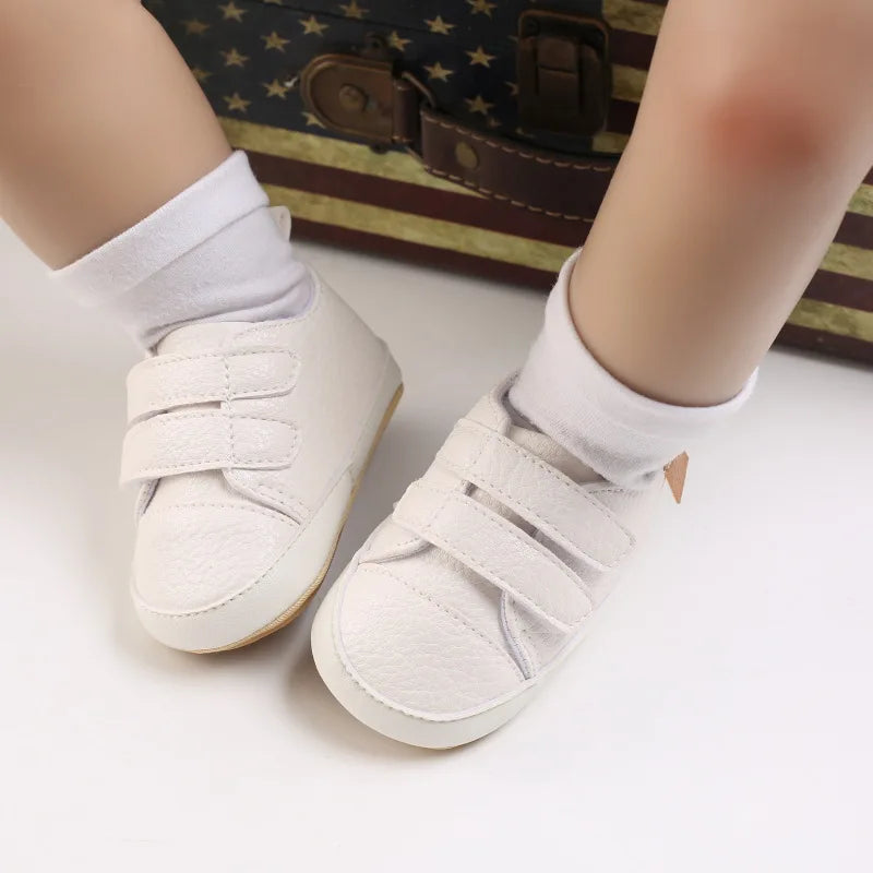 PU Casual Baby Shoes Kids Sneakers Baby Girl Boy Solid Color Kids Shoes Socks Infant Toddler Non Slip Sports Shoes