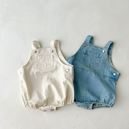 Spring and Autumn Newborn Infant Baby Boys and Girls Cowboy Sleeveless Rompers Kids Onepiece Fashion Baby Clothing