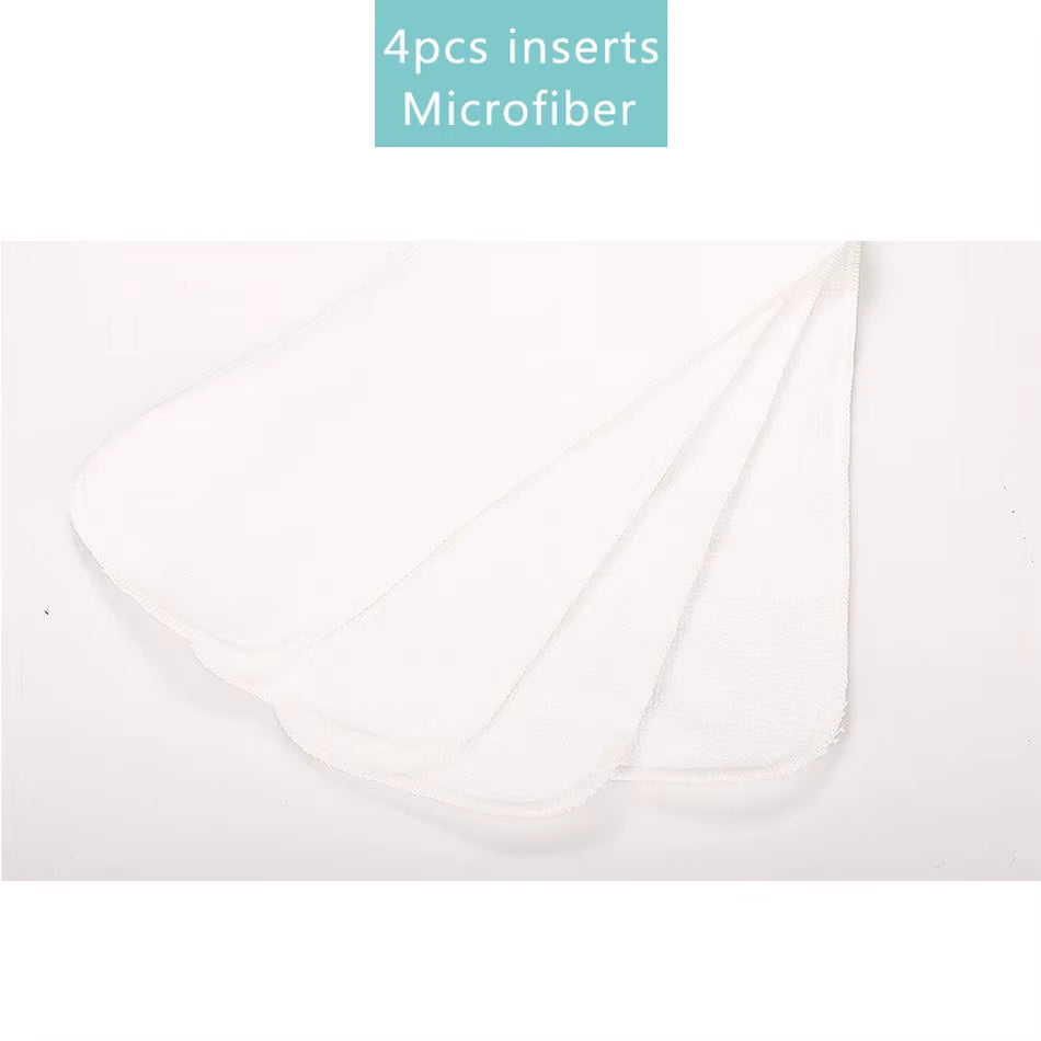 Washable Reuseable Baby Cloth Diapers Nappy Inserts Microfiber 3 Layers Fit One Size Baby Diapers