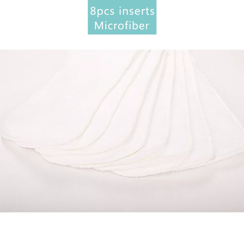 Washable Reuseable Baby Cloth Diapers Nappy Inserts Microfiber 3 Layers Fit One Size Baby Diapers