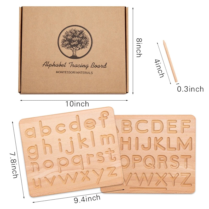 Montessori Math Toys Colorful Alphabet Number Shape Matching Wooden Board Baby Early Educational Learning Toys Teaching Material